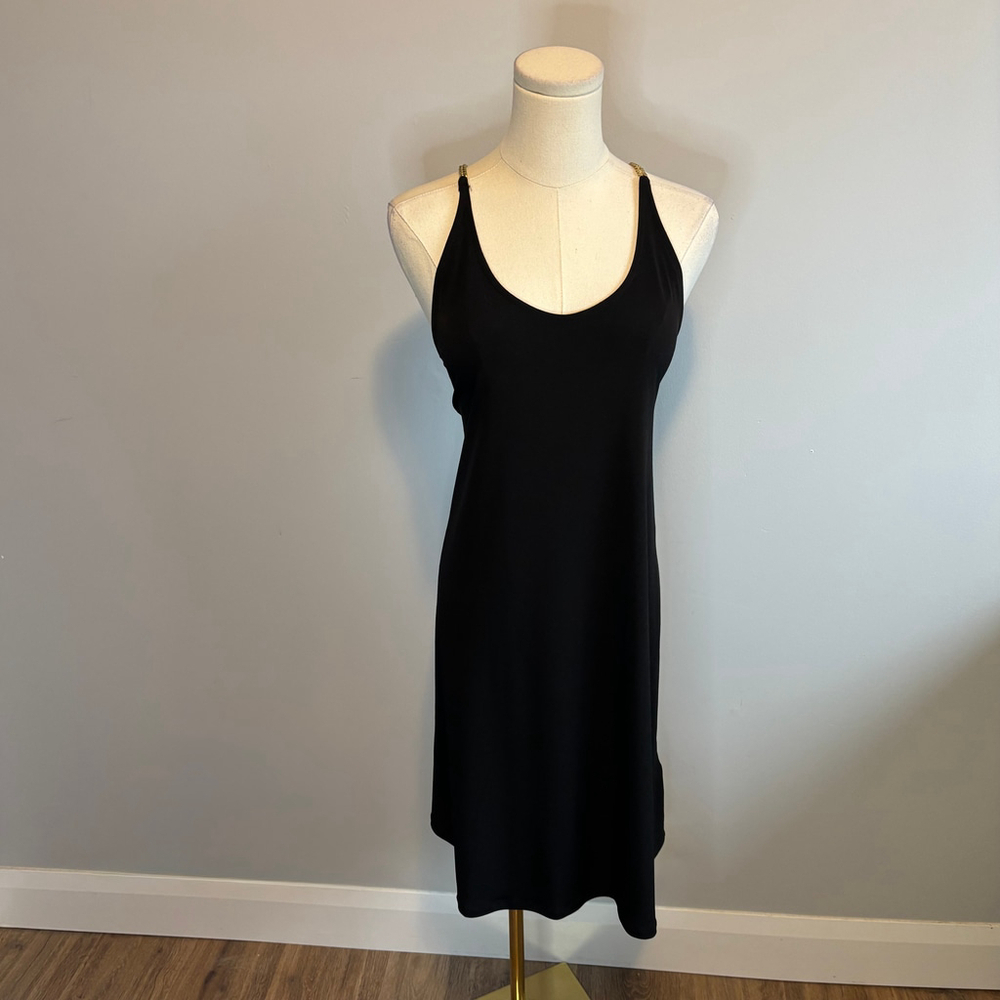 Michael Kors Women's Chainlink Recycled Black A-line Dress, SZ M